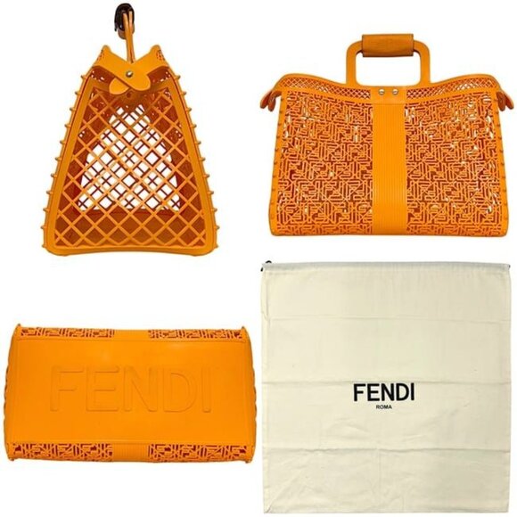 Fendi Bucket Bag Orange Peekaboo Forty 8 7 Va593 - Picture 2 of 10